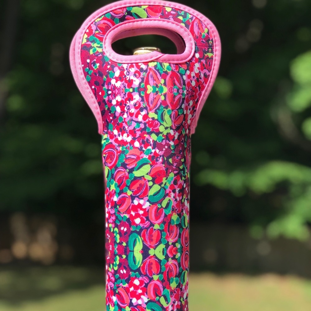 Red Floral Wine Tote